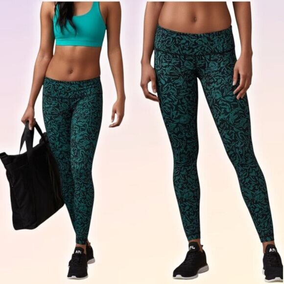 LULULEMON Wunder Under Low-Rise Tight Sz 4 Thrive Viridian Green Black - Picture 1 of 10